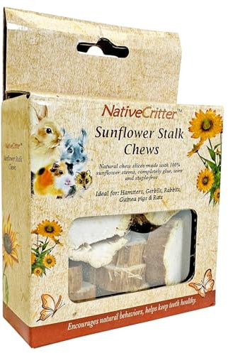 Exotic Nutrition Sunflower Stalk Slices - Fun & Unique Chew for Hamsters, Gerbils, Rabbits, Guinea Pigs, Prairie Dogs, Chinchillas, Degus, Squirrels, Rats and Other Chewing Small Animals