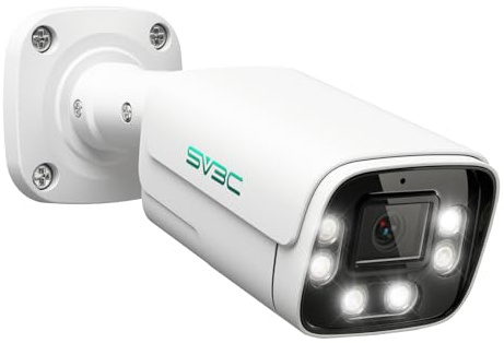SV3C 4K POE IP Camera Outdoor, 8MP POE Security Camera with 120°Wide Angle, Smart Motion Detection, IR/Color Night Vision, Two-Way Audio, Metal Shell, RTSP, SD Card Record, Onvif Conformant(Wired)