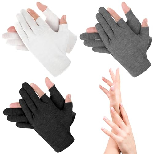 3Pair Touchscreen Cotton Gloves for Eczema and Dry Hands - Moisturizing Gloves SPA Overnight, Washable Lotion Hand Spa Treatment Gloves Repair Rough Cracked Dry Chapped Hands Skin for Women