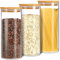 3pcs Bocal en Verre avec Couvercle 950ml Bocaux en Verre ermétique avec Autocollant et Cuillère Bocaux Rangement Cuisine Pour Céréales Cornflakes Spaghetti