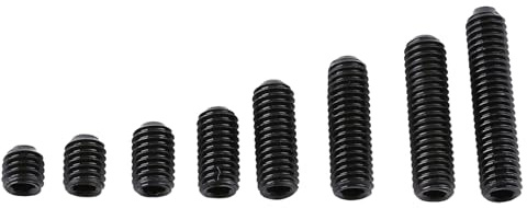 Kodrily 200Pcs Wire Thread Inserts, 8 Sizes M3 Metric Grub Screws, Carbon Steel 3mm Set Screw, Socket Hex Grub M3 Screw Set Socket Cup Point for Light, Fixture, Door, Handles