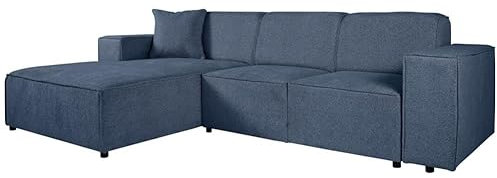 BEAUTY SOFA Pedro Ecksofa, Breite 267 cm, L Links, Raven 86, Marineblau, Minimalistisches Design, Freistehend, Hochwertige Polsterung