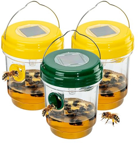 3er-Set Solar-Wespenfallen für Garten/Balkon | Bienenfreundliches Insektenabwehrsystem mit 360°-Auffangtechnik | Wasserdicht & Wiederverwendbar | Inkl. Haken & CE-Zertifizierung