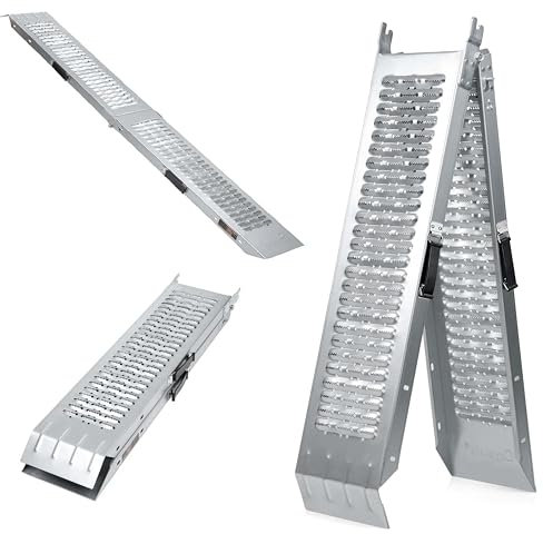 Crystals Heavy Duty Folding Loading Ramp – 200kg Capacity Alloy Steel Access Ramp for Motorbikes, Mobility Scooters & Trolleys | Compact, Portable Design for Easy Transport & Storage