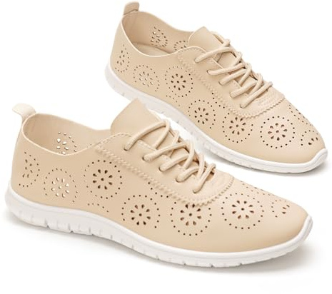 GLAMORA Scarpe da Camminata Donna Sneakers Traforate Estive Leggere Traspiranti Comfort Antiscivolo Suola Flessibile Stringate Basse Casual Ginnastica Morbide Ergonomiche Passeggio