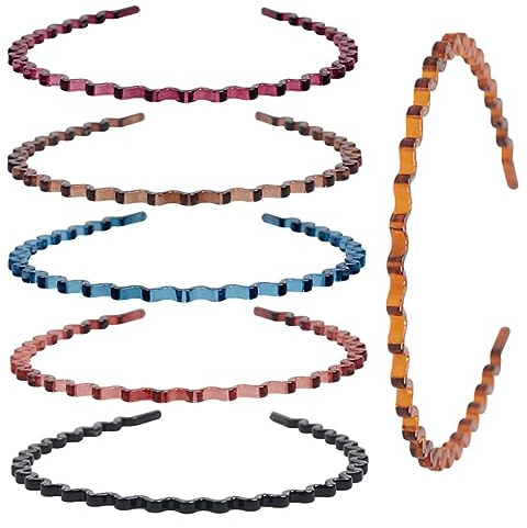 BATHVEVE 6 pièces Bandeau Ondulé Résine Lot de Accessoires de Bain pour Cheveux Bandeau Décoratif pour Filles et Femmes