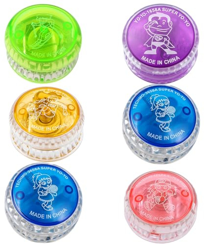 6 pezzi JoJo, Jojo luminoso per bambini, divertente JoJo con cuscinetti a sfera, adatto per giochi notturni e feste di compleanno e favorisce la coordinazione occhio-mano