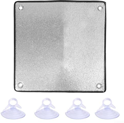 Zilimontt Película aislante de aluminio de doble capa con diseño reflectante impermeable, preservación del calor gruesa y protección térmica para ventanas, techos, (50 x 50 cm)