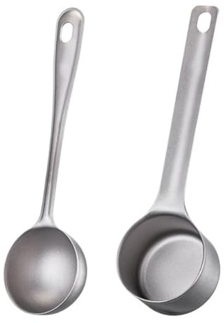 FACAIIO Cuchara de café de titanio con mango largo, 1 cucharada de cuchara medidora para una preparación precisa, color plateado, apta para lavavajillas