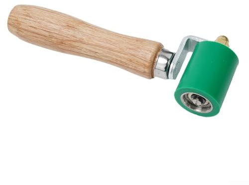 Rouleau de pression manuel en silicone 40 mm, haute résistance jusqu'à 260 °C pour membrane en PVC imperméable et soudure de bâche, bois HA ergonomique (vert)