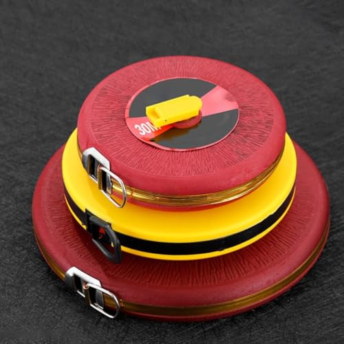 Mètre ruban en fibre de verre de 10 à 100 m pour mesure métrique, échelle double face, pour construction circulaire durable en fibre de verre avec prise en main ergonomique, rouge/jaune (rouge-30 m)