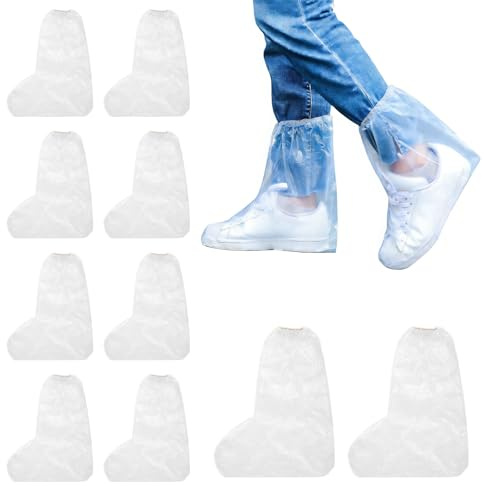 QingWing 10 Pcs Couvre Chaussure Imperméables, Protège Chaussures | Chaussures pour Enfants Matériau Plastique Transparent, Surchaussures pour Enfants, pour Maternelle, Maison, Bureau