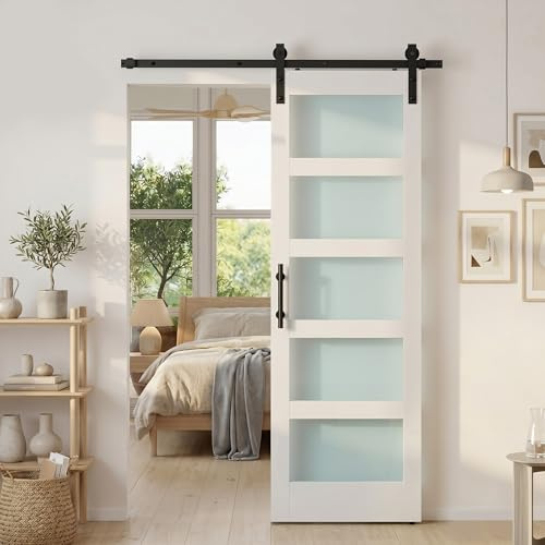 HOMCOM Porta Scorrevole Interno Binario Silenzioso per Bagno 71.2x213.4cm
