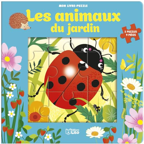 Mon livre puzzle 9 pièces - Les animaux du jardin - Dès 2 ans - 5 puzzles à faire