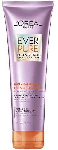 L'Oreal Paris Sulfate Free Frizz Defy Conditioner, Frizz Control Hair Care with Marula Oil, EverPure, 8.5 Fl Oz (Packaging May Vary)