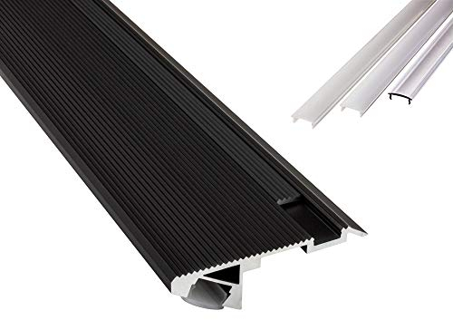 tktrading24 T-STA 30° LED Premium Treppenprofil Alu Profil Universell schwarz - 1m mikly