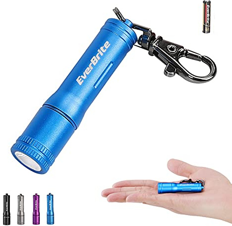 EverBrite Keychain LED Flashlight Mini Bright Key Ring Portable Pocket Torch for EDC, Party Favors, Night Reading, Camping, Power Outage, Emergency, AAA Battery Included, Blue
