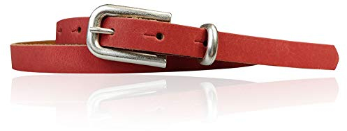 FRONHOFER Damen Ledergürtel Rindsleder 1,5 cm mit matt silberner Dornschnalle 4 cm x 2,5 cm extra flach plastikfrei Made in Germany für Kleider und Cardigans