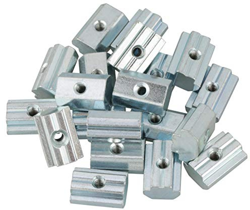 20pcs dadi con scanalatura a T Dado con testa a martello M3 M4 M5 M8 Dado con testa a martello per accessori per profili in alluminio(National standard slider nut 40 type M6)