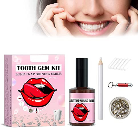 Tianbi Tooth Gemstone Set, DIY Tooth Jewellery Set with Glue, Teeth Tooth Gem Kit,20 Pcs Crystal Jewelry Starter Kit for Reflective Tooth Decoration