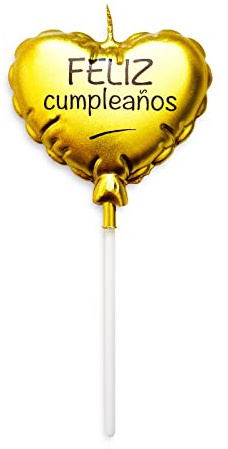 Velas Cumpleaños Originales, Decoración Cumpleaños con Forma de Corazón, Happy Birthday con Vela Feliz Cumpleaños (1 CORAZÓN DORADO)