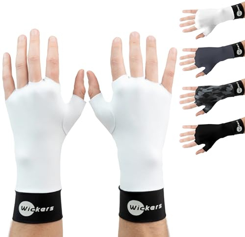 Wickers Fingerless Athletic Gloves Liners (Small, White) - Lacrosse Glove Liner, Ski Gloves for Winter, Snow Sports Glove Liners for Men, Thin Thermal Liner for Field Hockey, Pickleball, and Golf