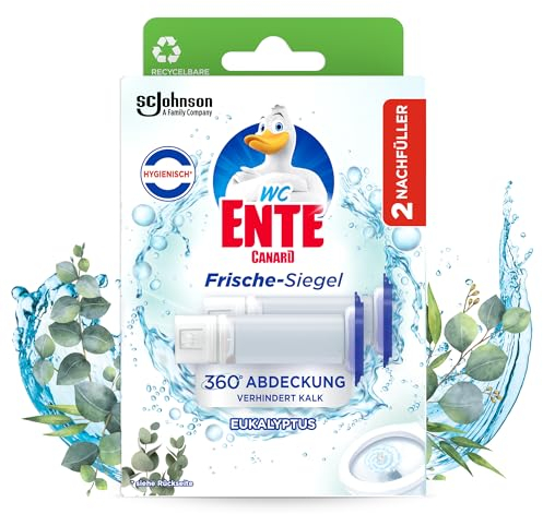 WC-Ente Frische-Siegel Nachfüller, körbchenloser WC-Reiniger, WC Duft, Eukalyptus, 2 Nachfüller (2 Stück)