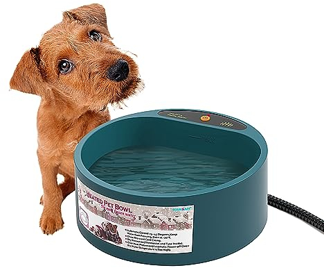 NAMSAN Beheizbarer Napf für Hunde Frostschutz Tränkebecken Hühnertränke Beheizter Wassernapf für Hasen 2.2L Wassertränke für Hunde/Katze/Hasen/Hühner im Winter