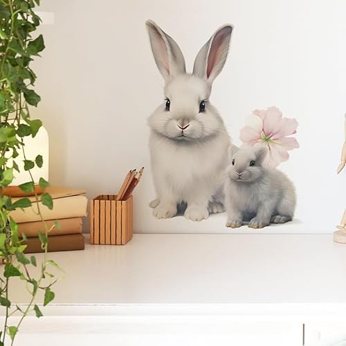 HGDESIGN® Väggtatuering väggdekal hare kanin väggdekal vardagsrum sovrum barnrum babyrum väggdekoration (B)