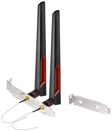 Superbat 8dBi WLAN-antenn RP-SMA dubbelband 2,4 Ghz 5,8 GHz 20 cm U.FL till RPSMA hona kabel bakre slot skydd hållare för dator kompatibel med WLAN router trådlös mini PCI PCIE (2 st)