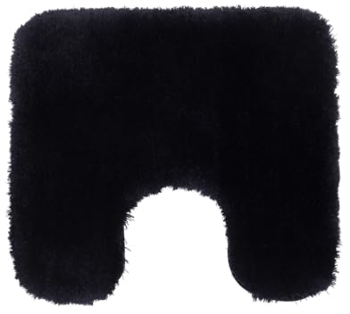 Gözze - Deluxe Badteppich mit Ausschnitt und extra hohem Flor, 100% Polyester (Mikrofaser), Mit Antirutschbeschichtung, 50 x 45 cm - Graphit