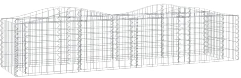 vidaXL Arched Gabion Raised Bed - Galvanised Iron, 200x50x50 cm, Silver, Mesh Garden Border for Landscaping and Outdoor Decor