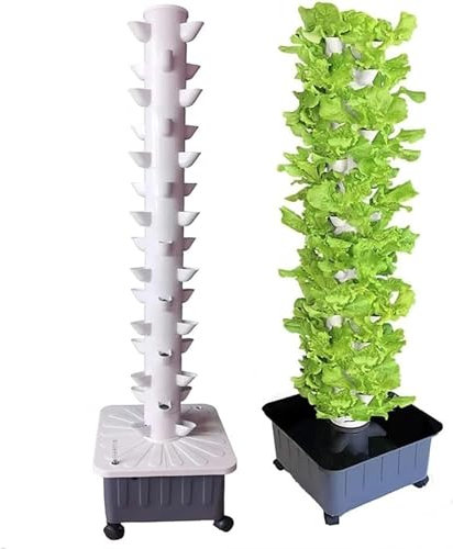RRrawgff Kit de Tour hydroponique à 15 Niveaux et 45 Trous, système de Culture hydroponique Vertical, système de Culture aquaponique, système de Culture de Tour hydroponique sans Sol pour Herbes et l