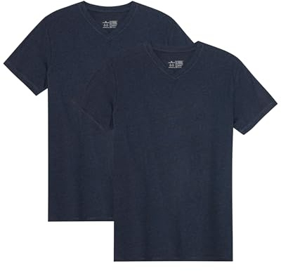 DANISH ENDURANCE T-Shirt Uomo Cotone, Magliette Maniche Corte Senza Etichetta, Scollo a V, da 1 a 4 Pezzi, Scollo A V - Blu Notte 2 Paia, L