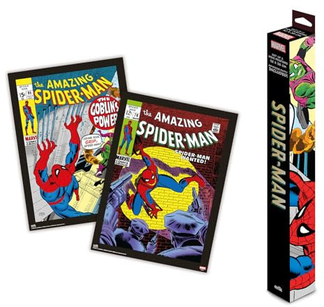 Grupo Erik: Set di 2 Mini Poster Marvel Spiderman | Pack da Parete 38 x 52 cm, Carta Lucida + Adesivo Incluso | Gadget e Poster per Bambini
