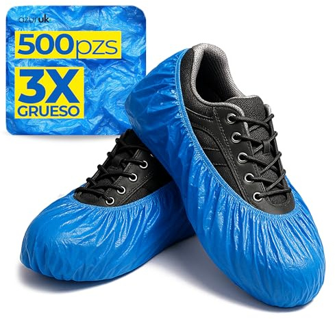 AzurUK Schuhüberzieher - 500 Stück, 3x dick, wiederverwendbar, wasserdichte blaue Schuhüberzüge, schmutzabweisend, perfekt für Hundespaziergänge und Regenwetter (500 Stück - 250 Paare)