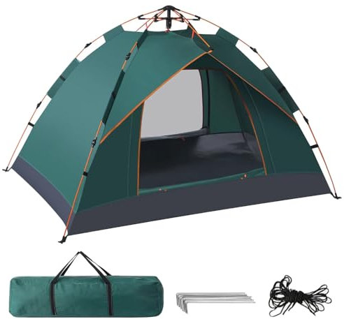 Pop-Up-Zelt für 2 Personen – wasserdichtes Instant-Campingzelt, 200 x 150 x 110 cm, leichtes Zelt für Outdoor, Wandern, Festivals – einfacher Aufbau, Winddicht und regenfest
