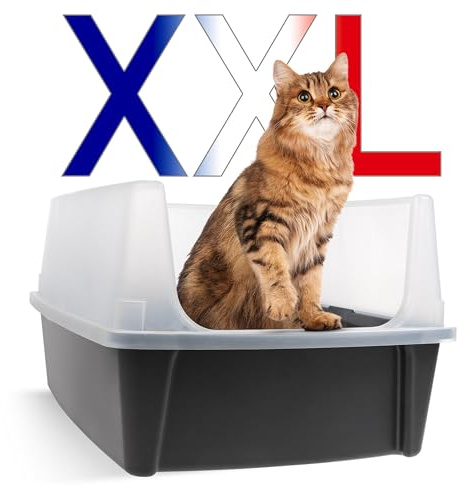 Iris Ohyama, Bac Litière pour Chat XXL, Maison de Toilette, Gris, Caisse Litière, Rebords Amovibles, Anti-Fuite, Nettoyage Facile, pour Grand Chat Adulte, Deux Chats, Maine Coon, sans BPA - CLH-XL