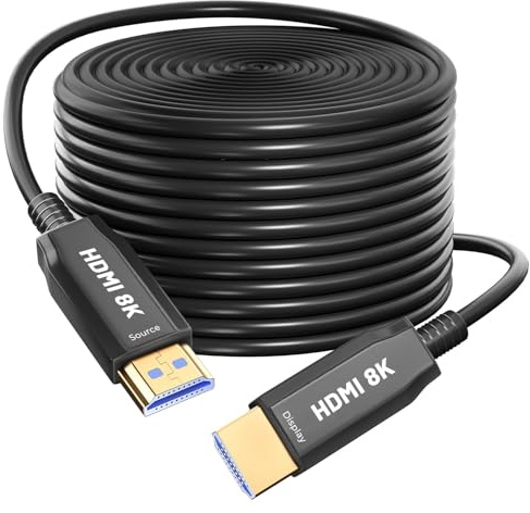 8K HDMI Fibre Optic Cable 40M HDMI 2.1 Cable 48Gbps Ultra High Speed AOC 8K @ 60Hz, 4K @ 120Hz/144Hz Dynamic HDR eARC Dolby HDCP2.2 Compatible with PS5 Xbox SeriesX PC TV Blu-ray Player Projectors