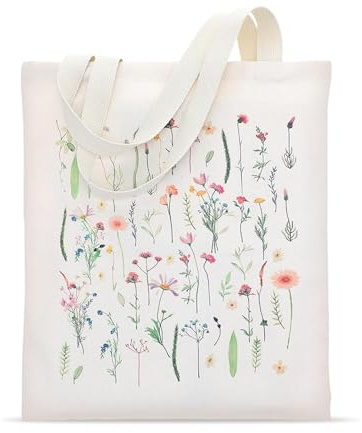 WANTUSHUI Bolsa de yute impresa, bolsa de tela impresa, bolsa de algodón, bolsa de tela impresa, bolsa de tela, bolsa de la compra, plegable, lona Tote Bag Aesthetic,bolsa de la compra de tela, Flores