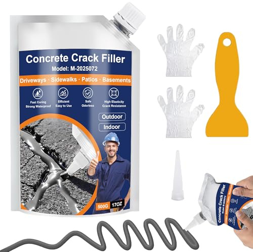 MOSAMNI Concrete Crack Filler, Self Leveling Cement Crack Sealant, Quick-Drying Sealing Adhesive Repair Sealer for Driveways, Sidewalks, Patios, Waterproof Outdoor Joint Caulking Glue, Gray