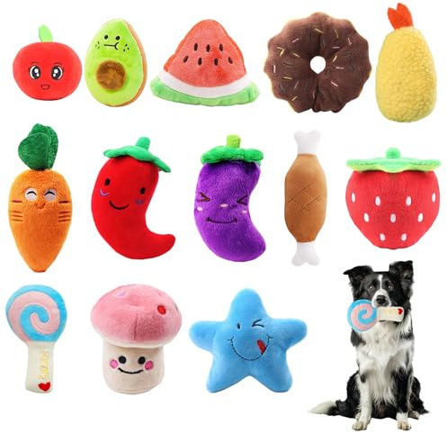 KIKAWORD 13 PCS Dog Toy Bundle, Squeaky Dog Toys, Plush Puppy Soft Toys, Strong and Wear-Resistant for Pets Puppies Small and Medium Dogs Chew Toy
