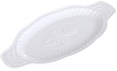 Cabilock Plato de Cerámica para Alimentos Estilo Mediano Doble Asa Resistente y Adecuado para Servir y Guardar Comida Cocina y Comedor