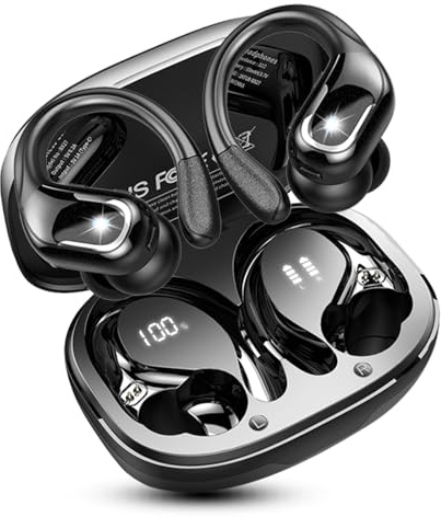Wireless Earbuds Sport, 2026 Rulefiss 75H Bluetooth 5.4 Headphones HiFi Stereo, 4 ENC Noise-Cancelling Mic Ear Buds, Running Earphones with Earhooks, USB-C, IP7 Waterproof, for Android iOS Gym Workout