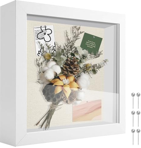 Shadow Box Frame, 8x8inch 3D Photo Frame with Linen Back, Deep Box Display Picture Frames Gifts for Crafts, Memory, Medals, Graduation