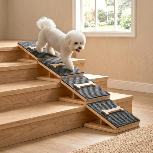 4PCS Folding Dog Ramp for Stairs Steps Sofa Adjustable Ramps for Small Dogs