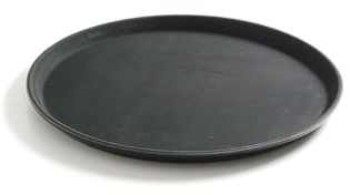 HENDI Plateau de Service, Rond,Couche antidérapant en Caoutchouc, Multi-Usage, pour Buffet, Fast Food et Restauration Rapide, ⌀280x(H) 20mm, Polypropylene, Noir