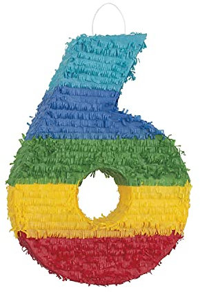 Number 6 Pinata (37cm x 53cm) - Vibrant Multicolor Party Essential - Perfect for Kids Birthday Celebrations & Festivities - 1 Pc