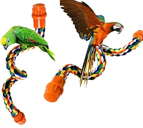 Cotton Standing Rope Perch - Colorful Bird Climbing Parrot Stand Toys - Cage Rope for Parrot/Parakeet/Cockatiel - 40CM (16 Inch) by Brand
