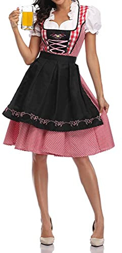 Jungfruklänning i nationell stil, ölfestival, för bayersk traditionell Oktoberfest, dirndl-klänning med förkläde, hembiträde, uniform, dräkt, finklänning
